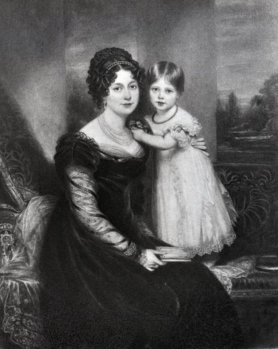 Königin Victoria als Säugling mit ihrer Mutter, der Herzogin von Kent, ca. 1822 von English School